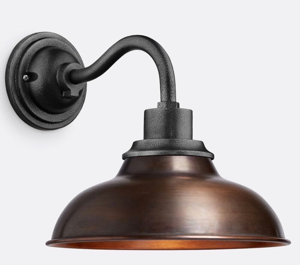 Rejuvenation Carson 12" Gooseneck Indoor Outdoor Wall Sconce Copper Penny